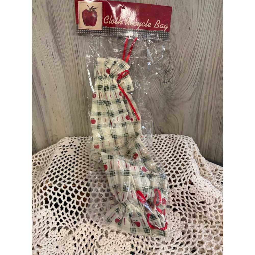 Giftco Cloth Recycle Bag Plaid Apple Grocery Bag Dispenser Holder